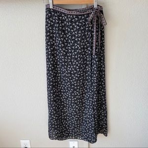 Max Studio Black and White Floral Wrap Skirt Tied